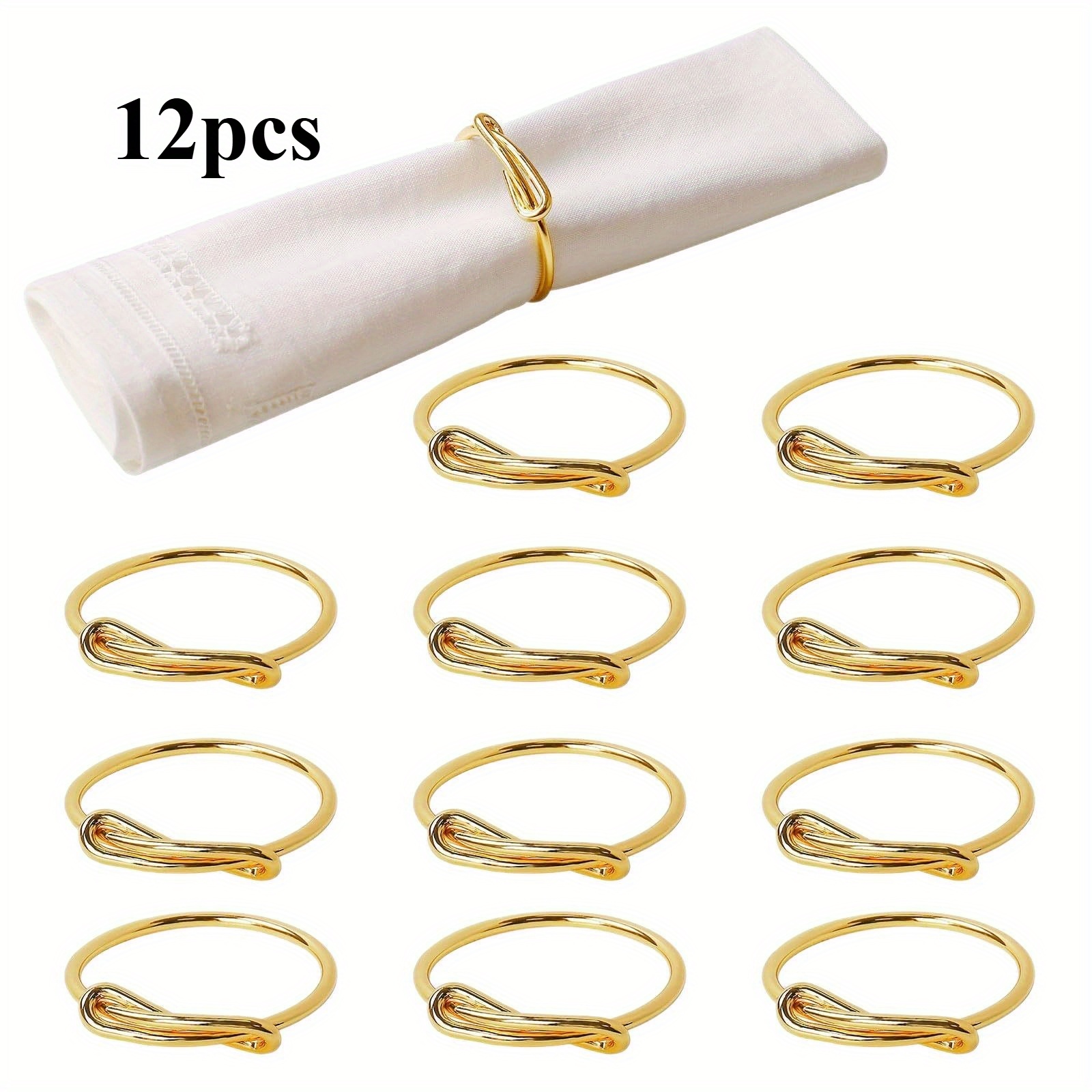 E-shop Set mit 12 eleganten goldenen Serviettenringen, für Hochzeiten, Halloween, Thanksgiving und Weihnachts-Tischdekorationen