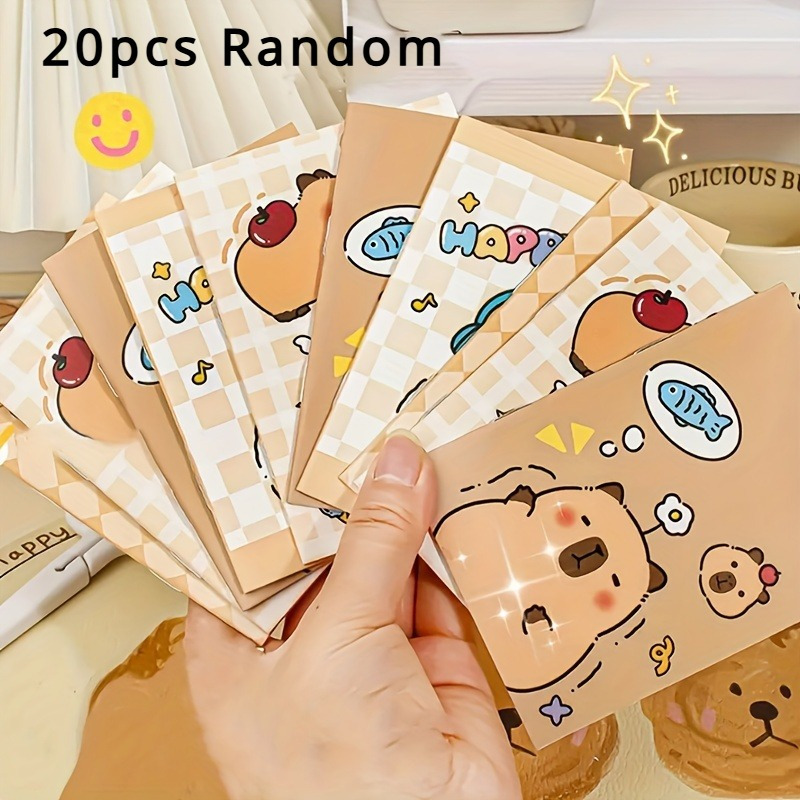 

[20pcs Kawaii Capybara Mini Notebooks] 20pcs Kawaii Capybara Notebooks, Lined Mini Pads, Plain , With Closure For Office, To-do , , Memo Pads, And Organization