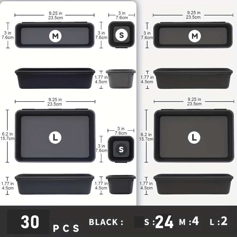 TEMU 30pcs Tool Drawer Organizer Tray Set, Toolbox Storage Bins For Garage, Mechanic Tool Chest, Rolling Tool Cart, Workbench & Office Desk Drawers,