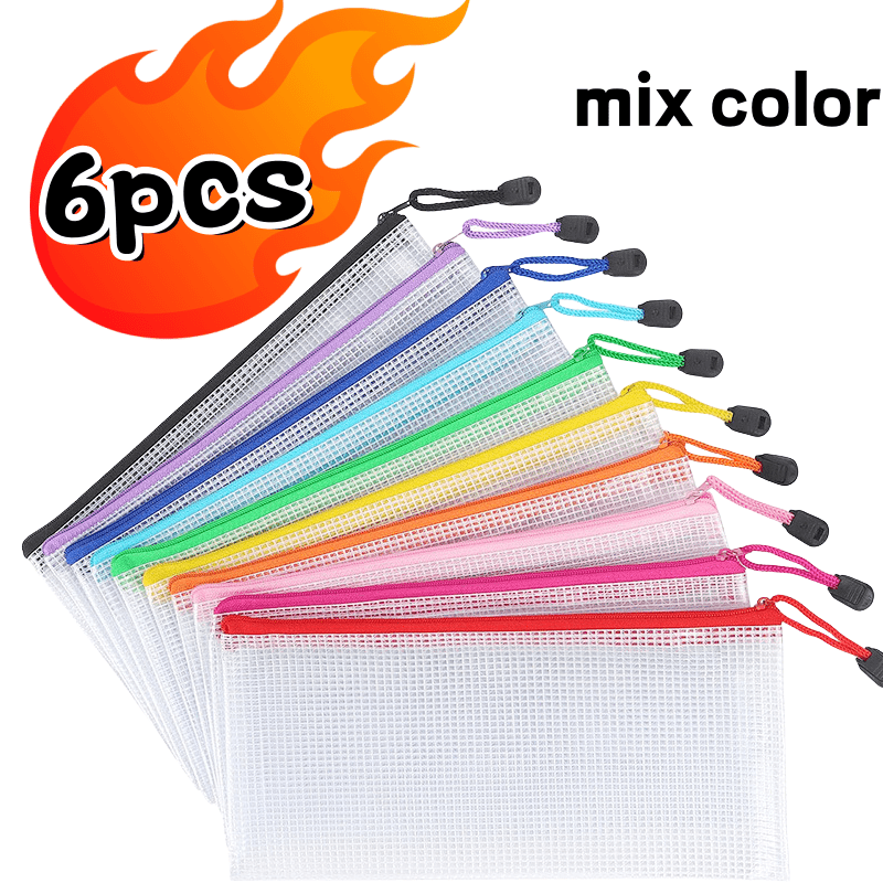 6/12pcs Pencil Case Organizer Bags - 23.62cm X 11.43cm Mesh Zipper Pencil Boxes, Small Zipper Pouch For Travel, Cosmetics And Office Organization, Back-to-