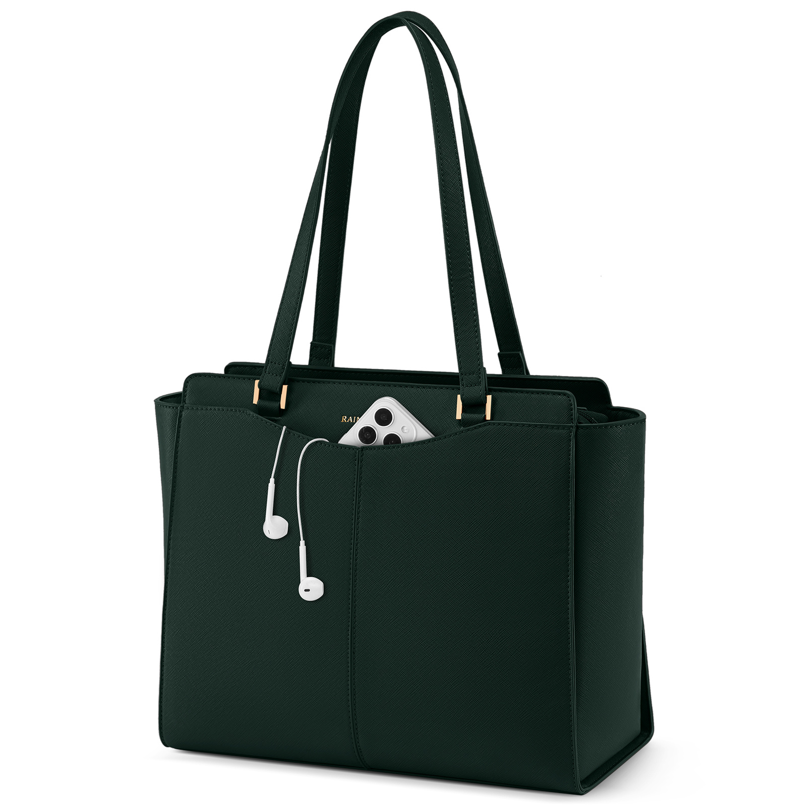 Rainsmore Women's Handbag - Large Shopping Bag, 14-inch Laptop Bag For Women, Synthetic Leather Tote Bag With Zipped Inner Pocket, Work Bag, Shoulder Bag, Handbag