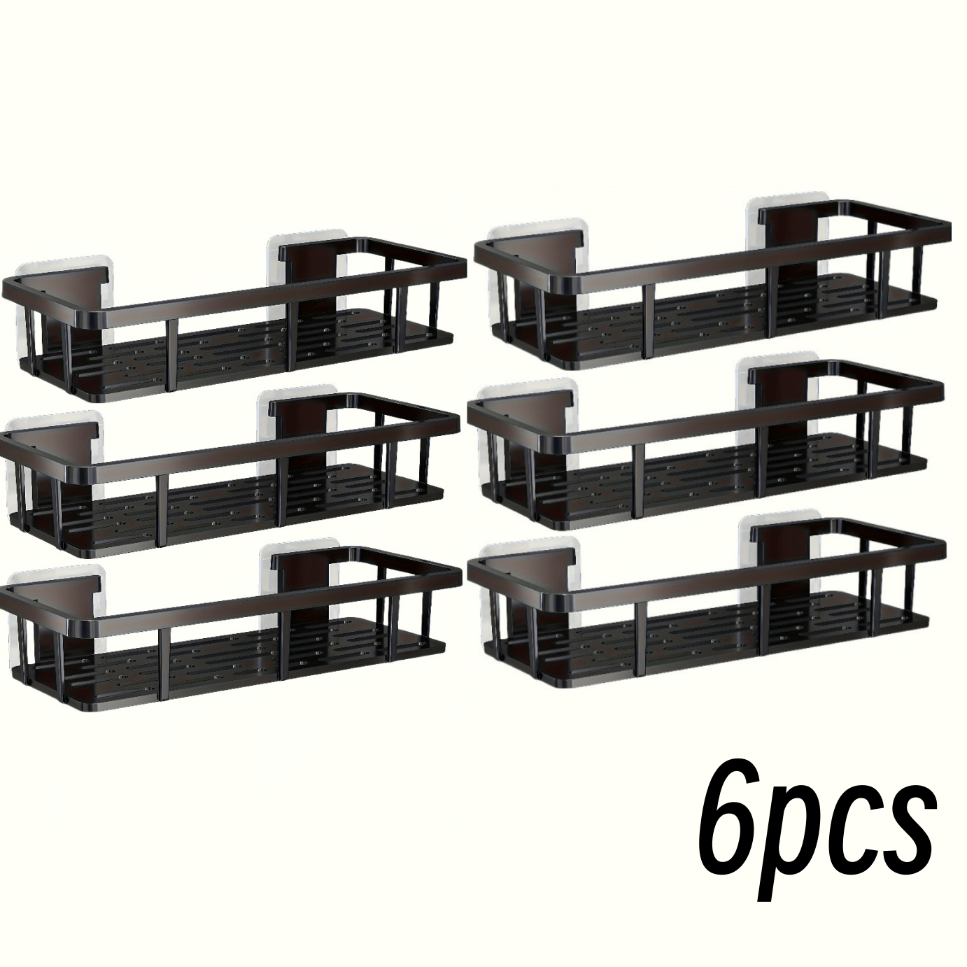 TEMU 6--mounted Bathroom Shelves - No-drill Installation, Heavy-duty Plastic Shelves, Storage, Space-saving Shower Organizer, Small Bathrooms,