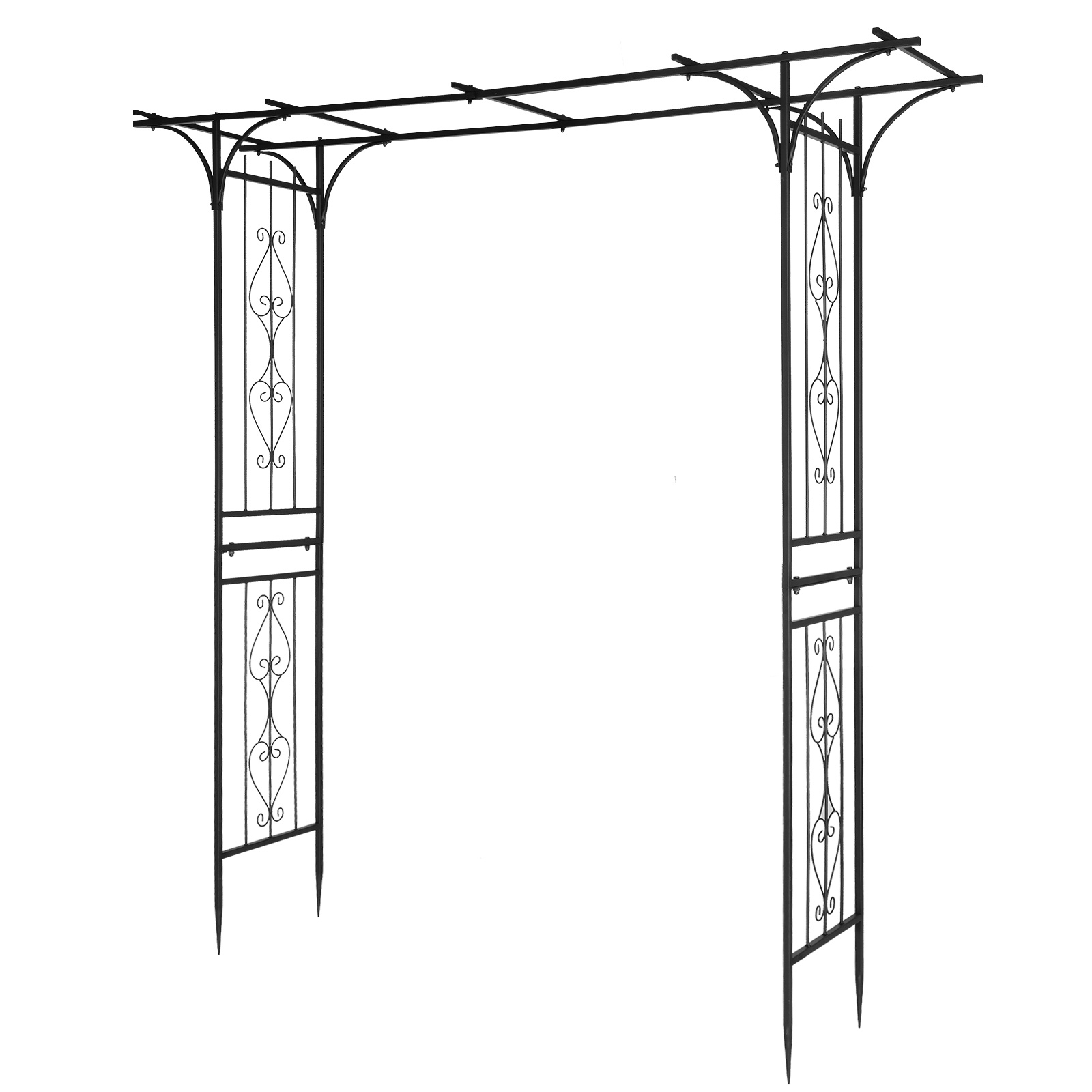 Image of 7.1-foot Garden Arch Trellis, Garden Pergola And Archway, Metal Arched Frame, Outdoor Climbing Plant Arch For Floral Vines, Outdoor Decoration For Weddings And Bridal Parties, In Black