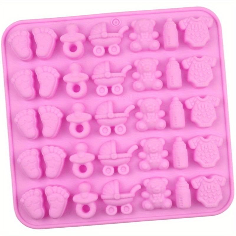 35- Baby-themed Silicone Mold, Baby Bottle And Foot-shaped Candy Silicone Mold, Cake Chocolate Mold, Supplementary Food Chocolate Mold, Baking Tool Cake Mold