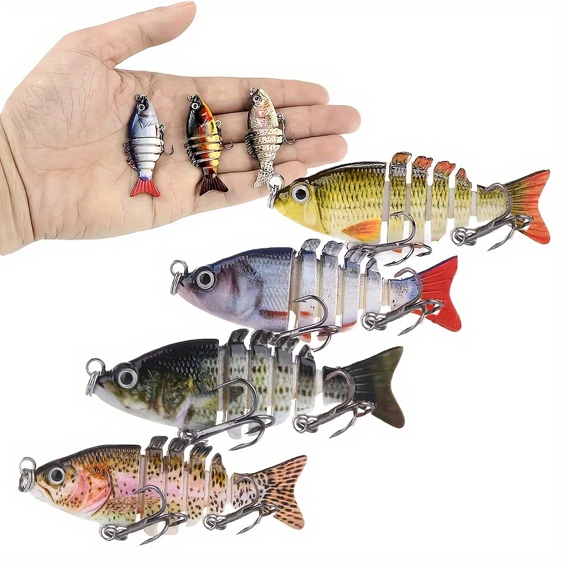 TEMU 4pcs 3.3 Inch Slow Sinking Swimbait - Multi-joint Lifelike Fishing Lure With Treble Hooks For /walleye/ - Fresh & Saltwater