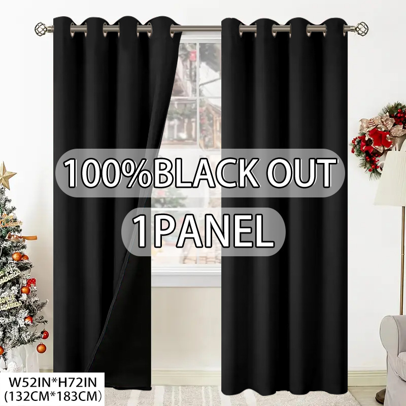 TEMU 1pc, 100% Blackout Sunshade Insulating Curtain, Darkening Indoor Space, Solid Color Material Lined, Lightweight, Top-punch Hanging Style, Modern