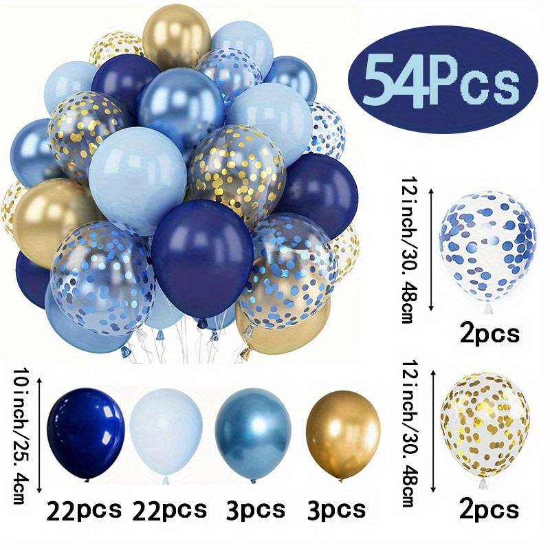 54pcs Navy, Golden & Macaron Balloons Set For Birthday, Wedding, Gender Reveal, Shower Bridal Decorations Supplies, For Halloween, Christmas