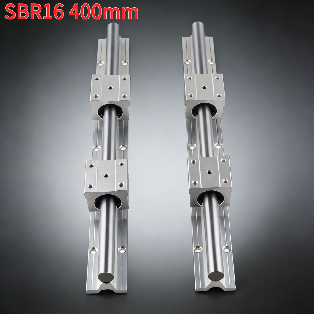 2pcs Sbr16 400mm Linear Guide Rail Kit With 4 Bearing Blocks, Linear Motion Rails For Cnc Machine, 3d Printer And Workshop Tools