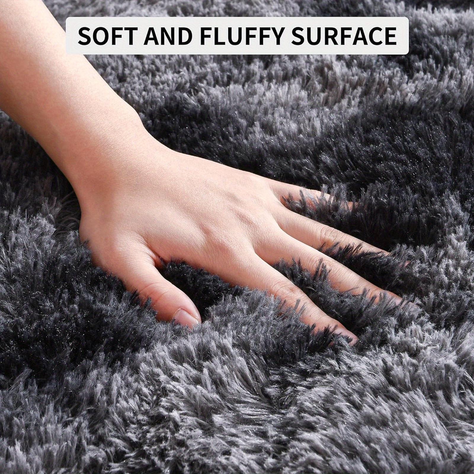 Soft Modern Indoor Large Luxury Rug For Living Room Bedroom Dorm Room Home Decorative, Non-slip Plush Fluffy Furry Area Rugs Comfy Accent Floor Carpet, Dark Gray