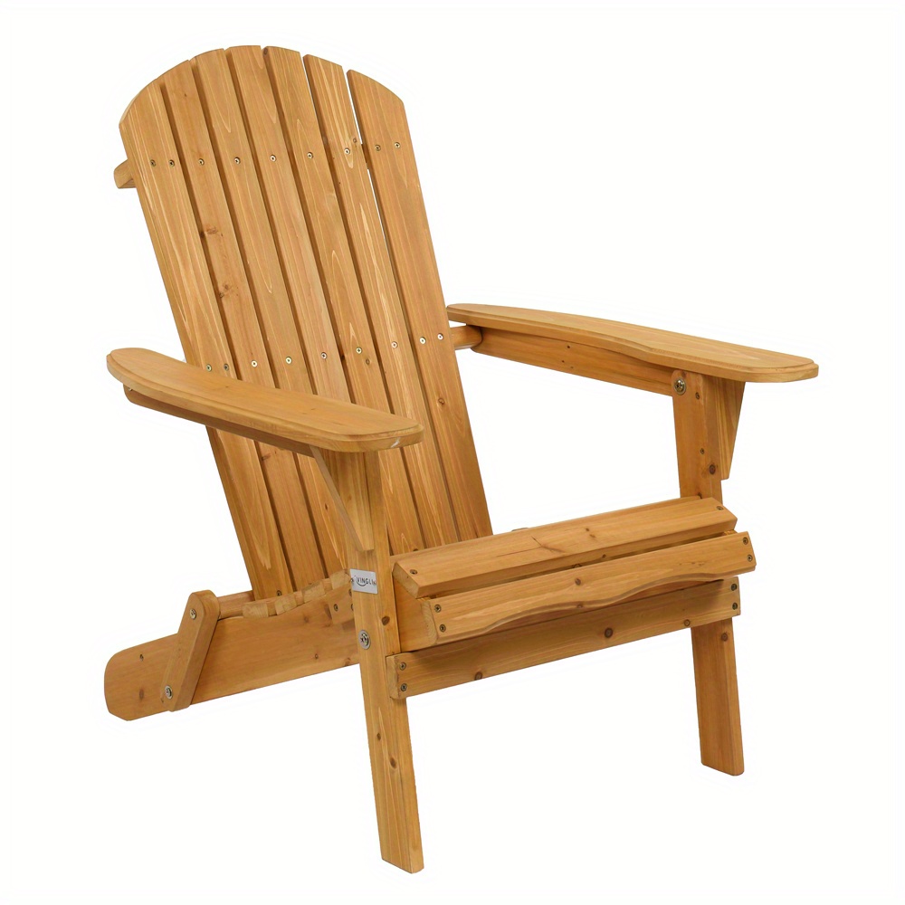 TEMU Wooden Adirondack Chair, Foldable Wooden Leisure Chair, Outdoor Furniture Chair With Emptying Device, Strong , Suitable For Garden Braziers,