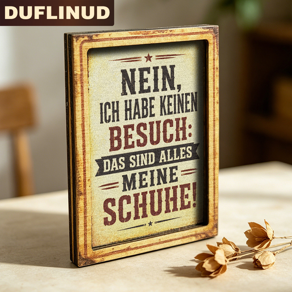 TEMU Hobby German Text Fridge Magnet, Mini Decorative Sign With Retro Design, Printed "no, 't Have Guests At Home, Are " Text, Wooden Fridge Magnet,
