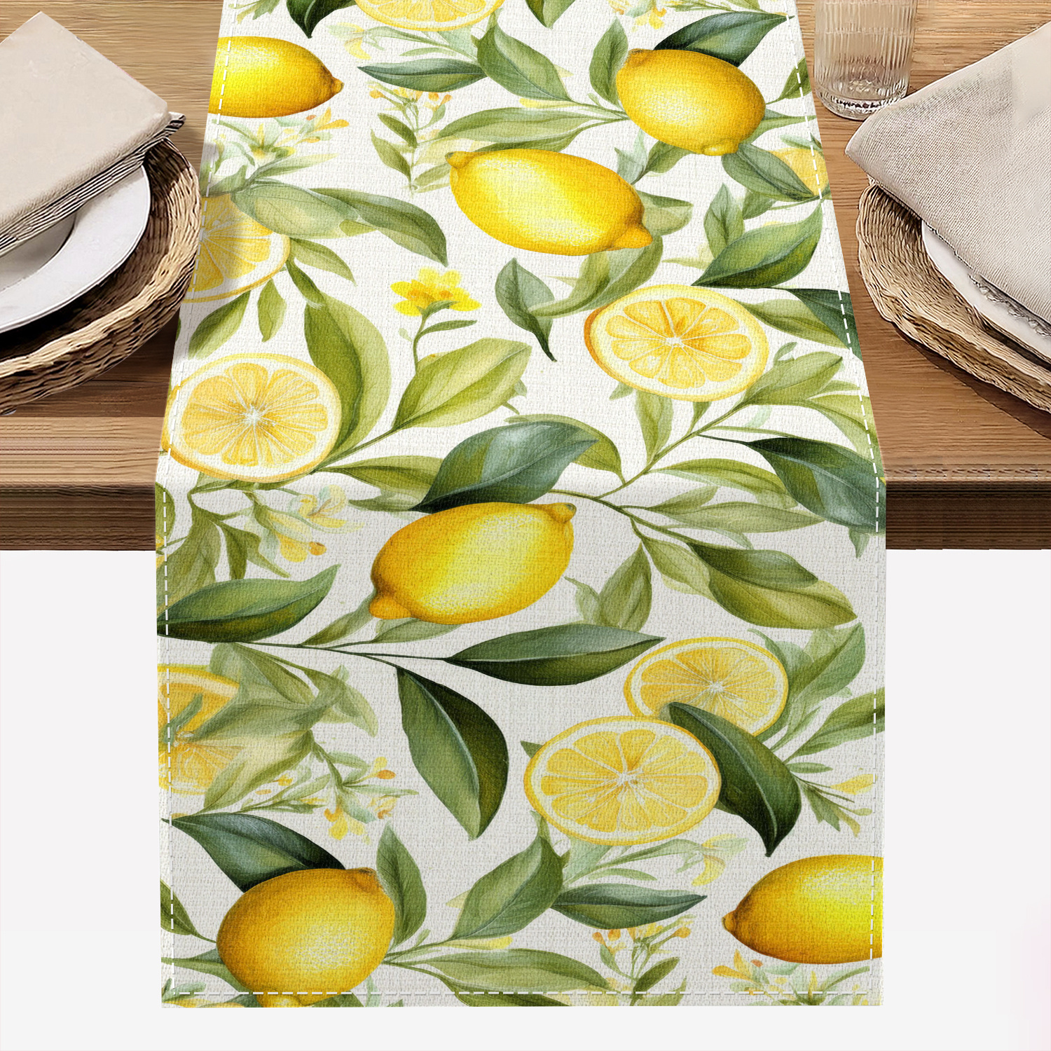 TEMU 1pc, Lemon Pattern Table Runner, 72 Inch Polyester Holiday Party Table Decor, Home Kitchen Decor, Home Decor, Gift