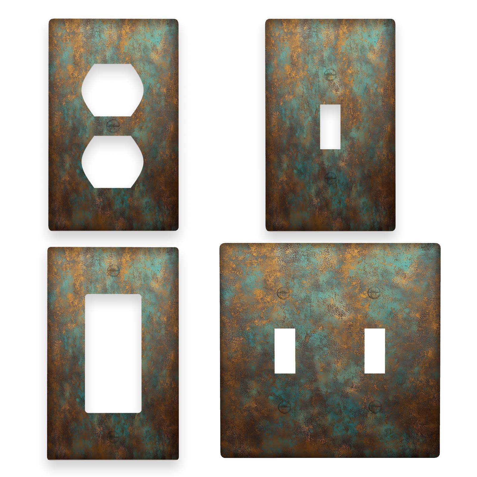 

1pc Aged Copper Design Wall Plate Cover, 1gang/2gang - Decorative For Home, Bedroom, Bathroom, Kitchen, Image