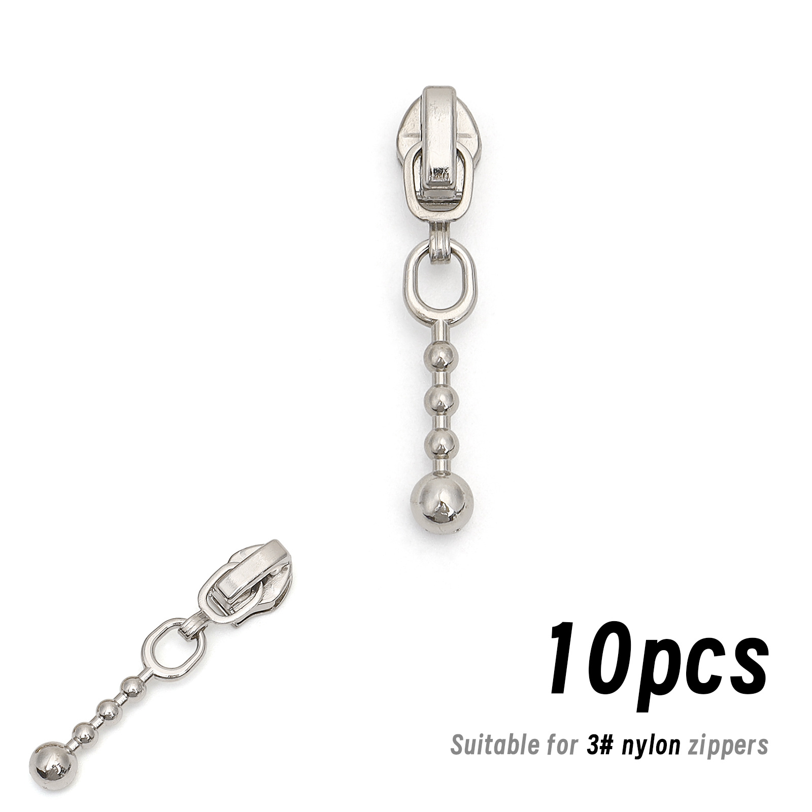 TEMU 10pcs, 3# Alloy Zipper Head, In 4 Colors (silvery, Light Golden, Gun Color, And Bronze), Suitable For Nylon Zippers, Beads Pull Tab, Zipper