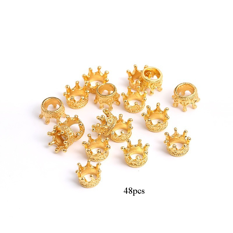TEMU Ensemble d' 48 mini-figurines de couronne - Décorations de couronne en métal vintage, matériaux de bricolage pour bijoux, convient pour de fêtes