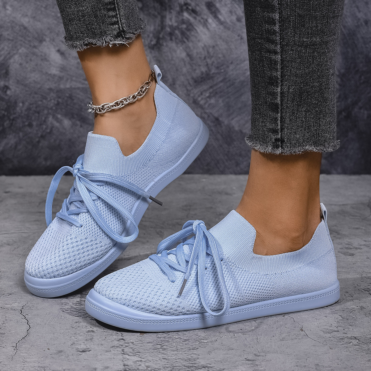 hellblaue damen slip on sneaker atmungsaktive mesh stoff Temu