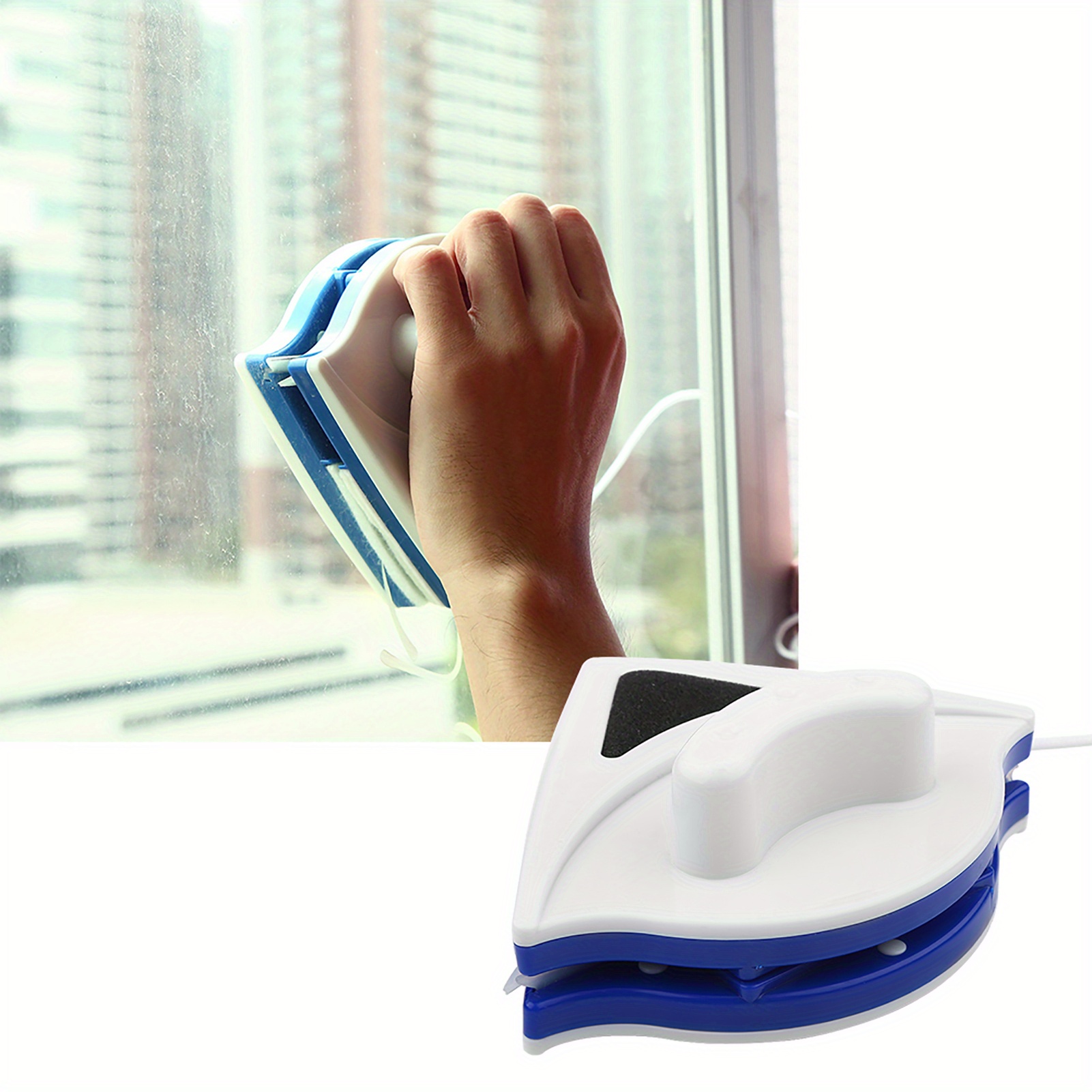 TEMU Plastic Double- Sided Home Window Glass Cleaning Tool- Magnetic Glass Surface Wiper Brush For Easy And Safe Window Cleaning- Durable And
