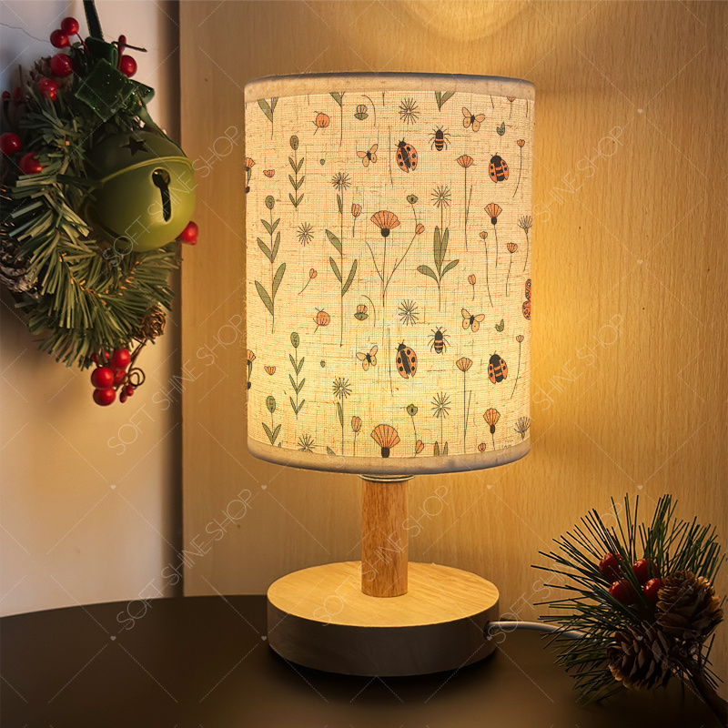USB-Powered Print Table Lamp with Fabric Shade