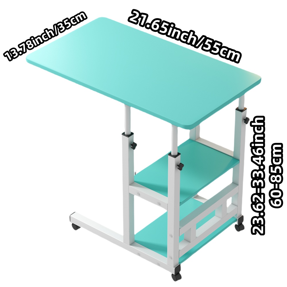 TEMU Height Adjustable With Storage Shelves- Heavy-duty Wood/metal Construction, Modern With Casters, Space-saving Design For Home Office, Bedside,