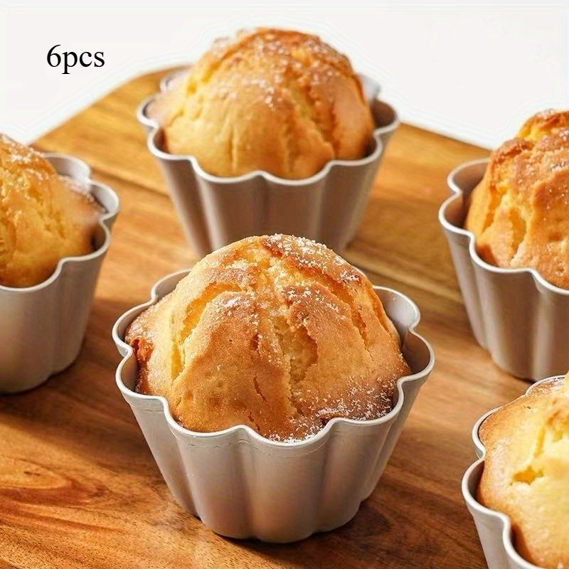 TEMU 6pcs Aluminum Cake Mold - Multi-functional Cake, Tart, Pudding And Jelly Baking Pan - Perfect For Christmas, Valentine's Day And Parties - D And
