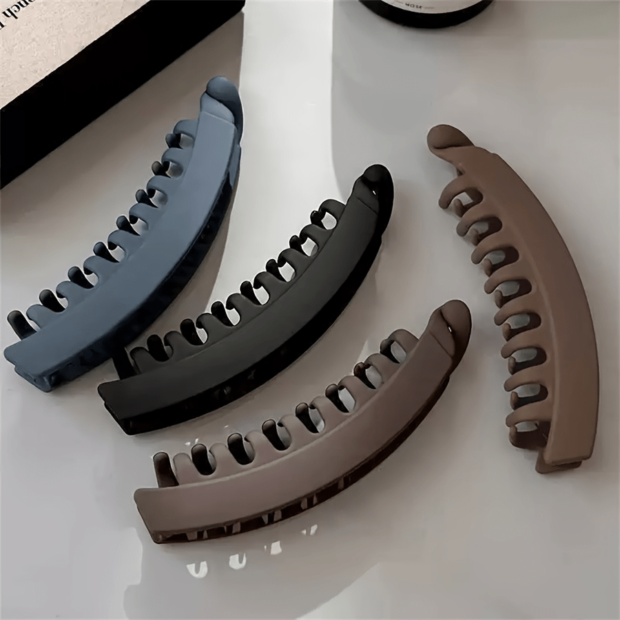 2pcs Random Color Large Banana Hair Clips For Women With Thick Hair, 2025 High Ponytail Magic Tool, Fixed Grip Vertical Clip