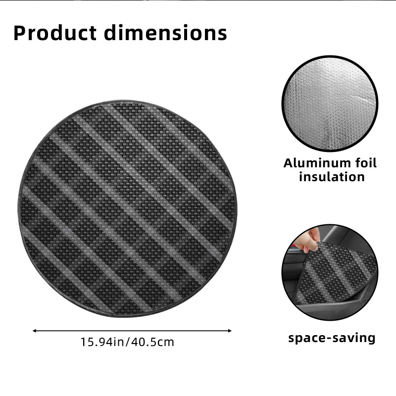 TEMU 1pc Twill Printed Steering Wheel Sunshade, Featuring High-temperature Resistant Design, Strong Heat Insulation And Sun Protection, Keeping Cool
