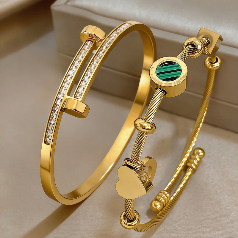 TEMU 2pcs Bracelet Set: Featuring Rope Patterns, Inlay Colors, Chain Clasps, And Other Designs. Vintage Style Suitable For Layering, Details And