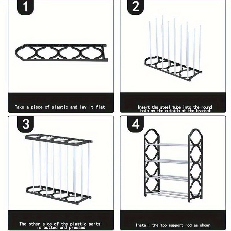 4-х ярусная черная обувная полка из нержавеющей стали, экономящая пространство, свободно стоящий органайзер для прихожей, шкафа, гаража, идеально подходит для кроссовок, ботинок, повседневной обуви, органайзер для хранения обуви, подробности 9.
