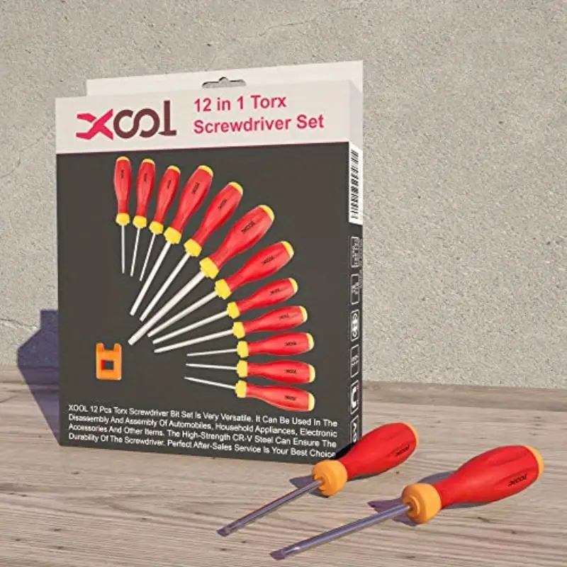 12-in-1 magnetic torx screwdriver set with t5-t40 & star bits - heavy-duty steel construction, ergonomic non-slip handle, -resistant - professional cushion grip, durable screwdriver handles, manual precision tool kit for diy, automotive, electronics, & maintenance (no power required), precision screwdriver set, screw driver set Product details 6