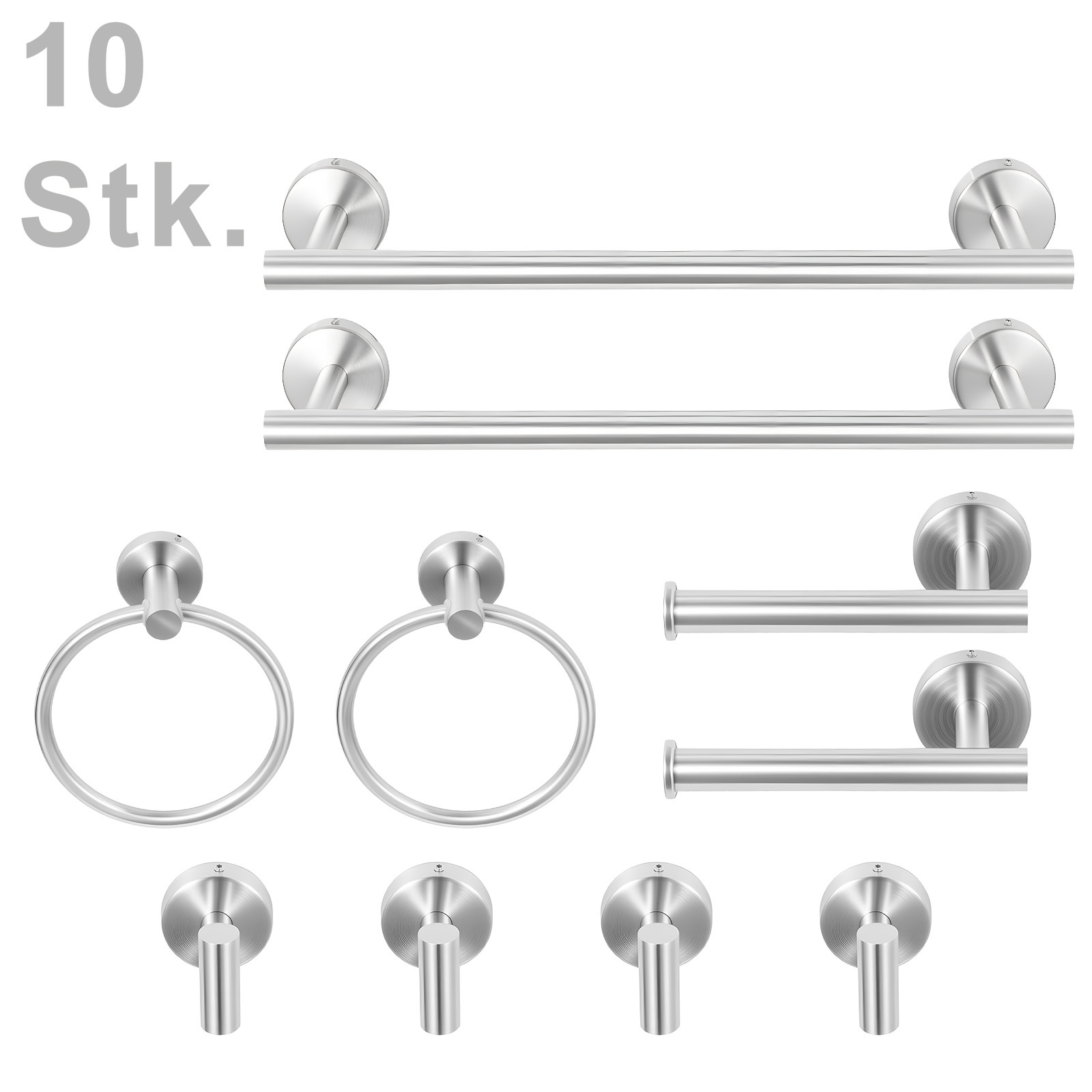 TEMU 10pcs Bathroom Accessories Set No Drilling Towel And Toilet Roll Holder Set, Self Adhesive Toilet Roll Holder, Towel Rail, Hook