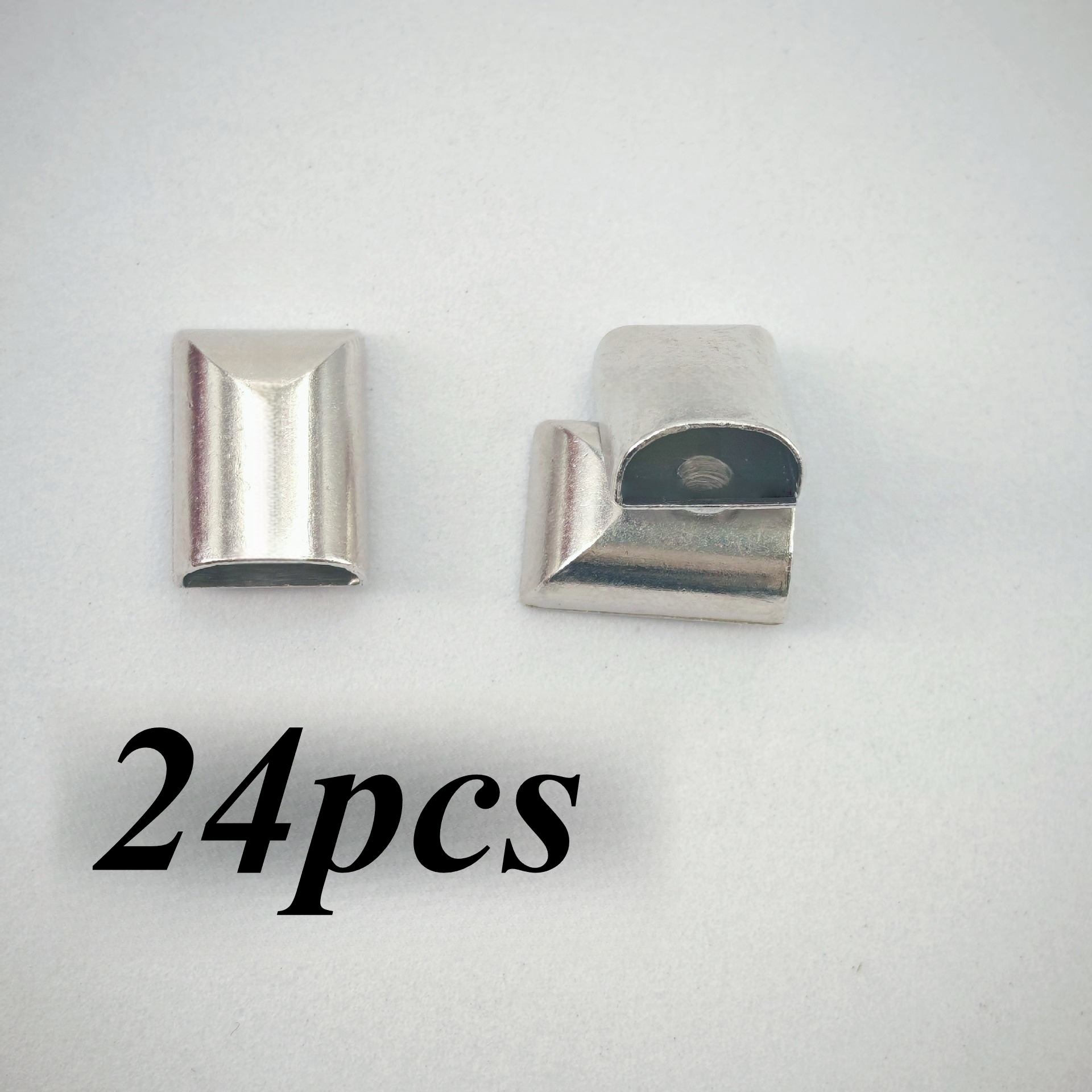Image of 24pcs Zipper Head Clips, Bag Zipper Head Additions, Silvery Clip Style, Bag Hardware Repair Additions, Zipper Head Clips For Sewing Tool Bags, Replaceable Zipper Clips