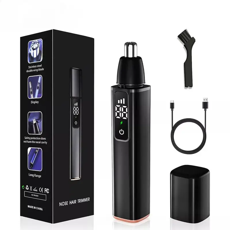 ear and nose hair trimmer with led display usb rechargeable nose trimmer portable washable cutter head ear trimmer led display all metal body vacuum cleaning fathers day gift Product details 1