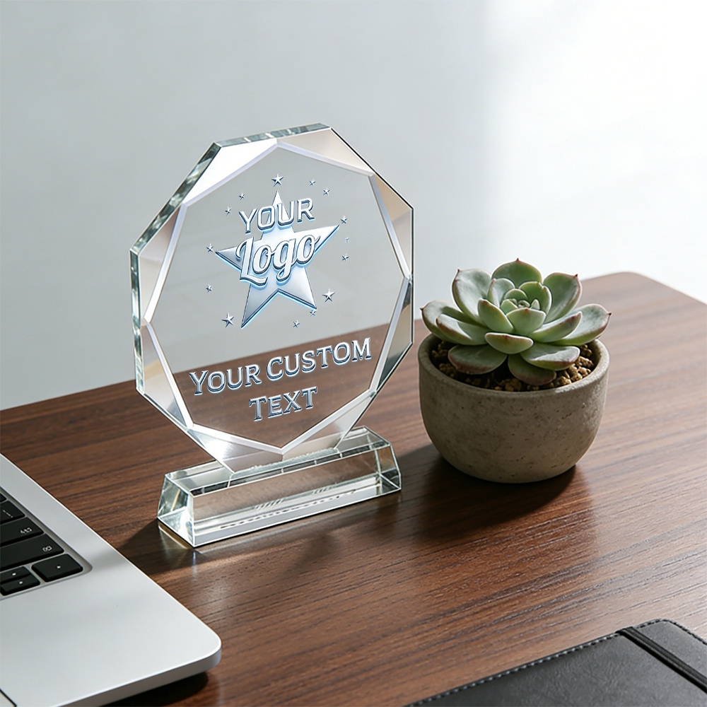 TEMU 1 Personalized Crystal Award Trophy, Customized With Colored Photos And Text, Suitable For Employee Recognition, Retirement Gifts, Farewell