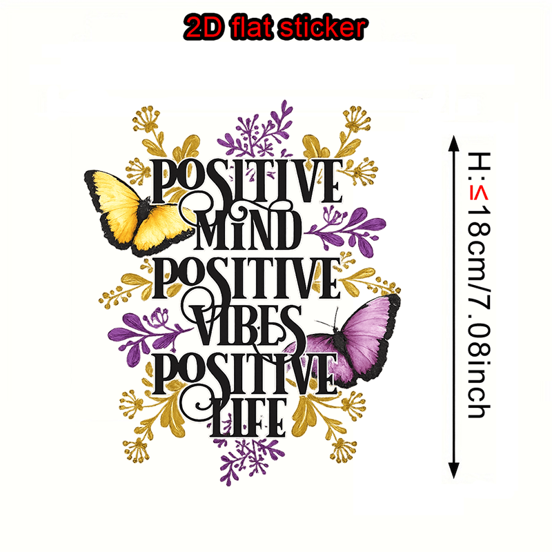 TEMU 1 autocollant en vinyle thermotransfert avec d' positive et papillon, d' floraux de papillon, idéal pour les t-shirts, sweat-shirts, jeans,