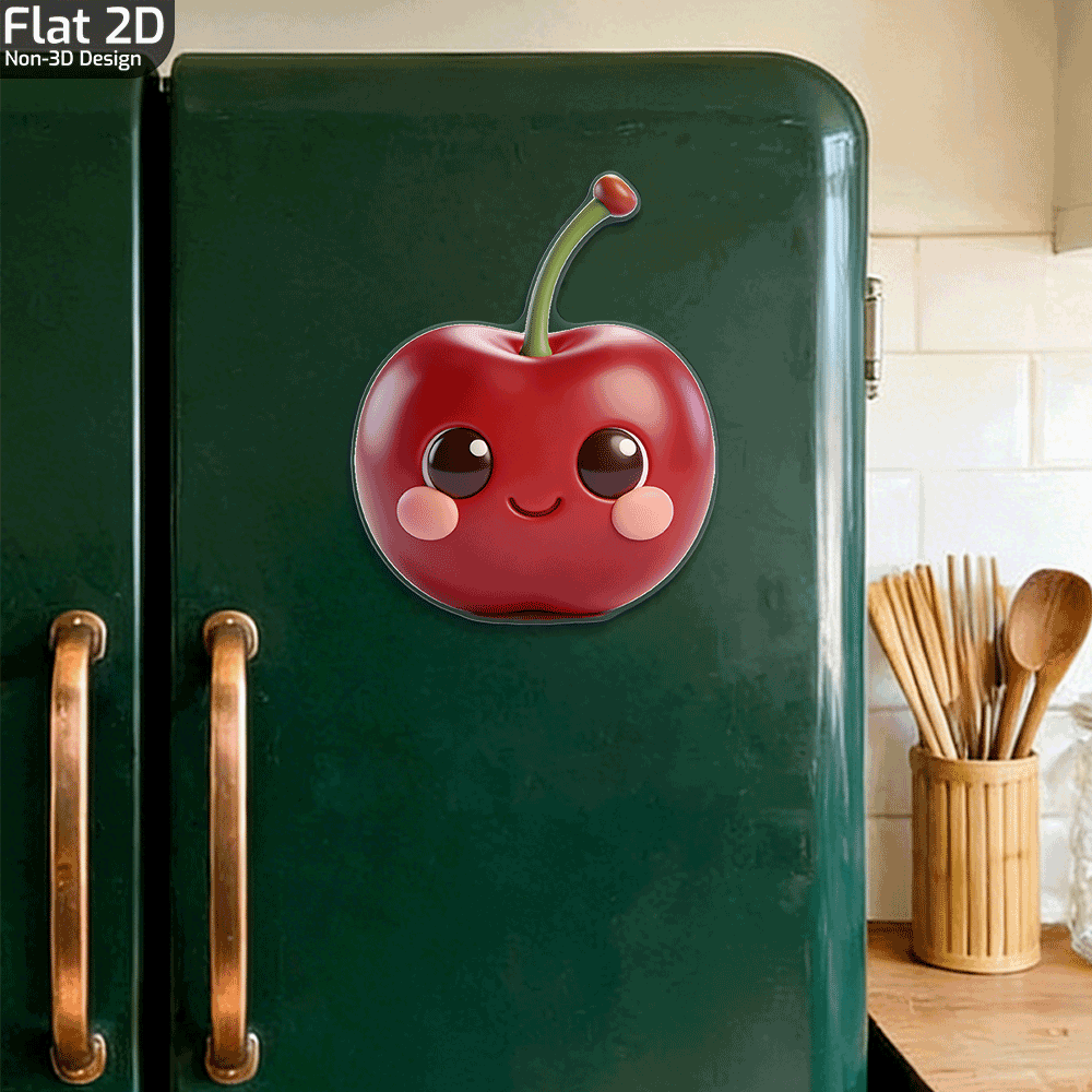 TEMU 1pc Cherry Fridge Magnet Suitable For Home Kitchen, Cute Fruit-themed Decoration With Base, Rectangular Acrylic Cherry For Refrigerator Magnets,