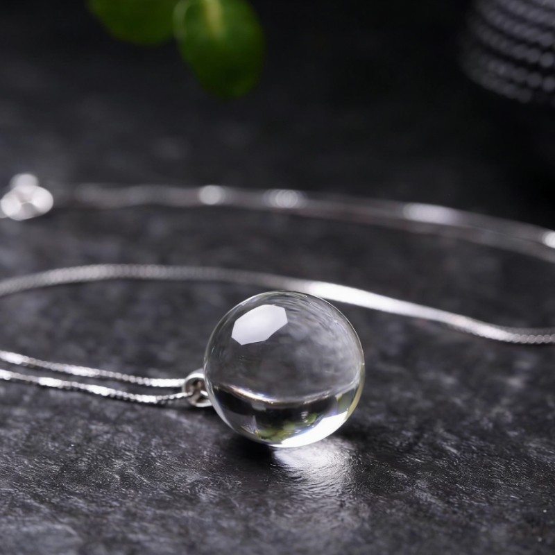 TEMU A Pure, Transparent Round Bead Magic Ball Women's Necklace, Artificial Crystal Bead Necklace Choker, Made Of Fade-resistant Stainless Steel,