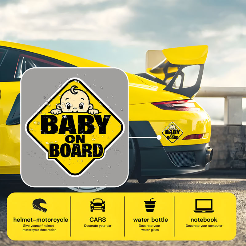 13.97 cm Yellow Warning Triangle Car Sticker