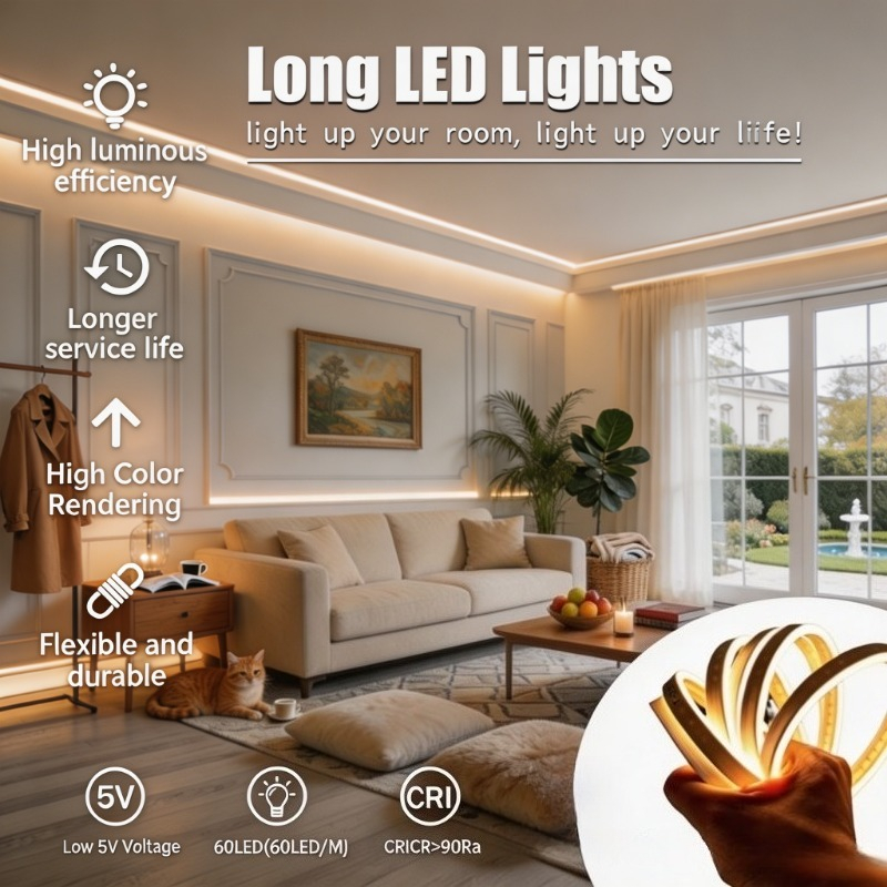 TEMU 230cm Warm Color Led Light Strip | Cabinet Lamp | Bedside Lamp | Atmosphere Lamp | Smart Lamp, Diy Designed, Usb, Suitable For Bedrooms,