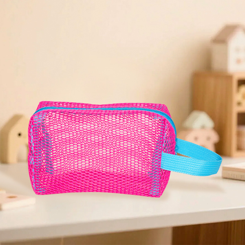 TEMU Neceser de maquillaje octogonal portátil con malla ventilada y compartimentos con cremallera - Dopamine Beach Tofu, adecuado para viajes,