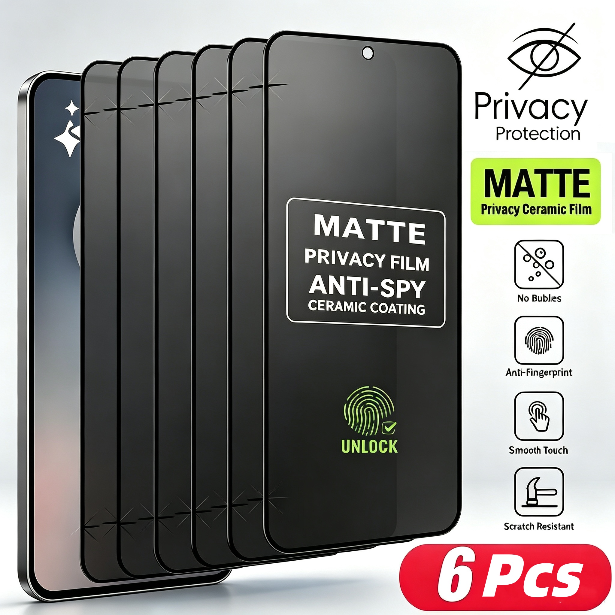 TEMU 6pcs Matte Privacy , Frosted Phone Screen Protector, Tpu Soft Film, Suitable For For Galaxy S26 Ultra/s26 Plus/s26/s25 Ultra/s24