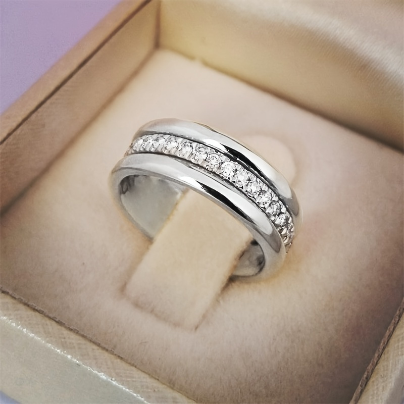 Women's Wide Band Ring with CZ Retro Style Jewelry