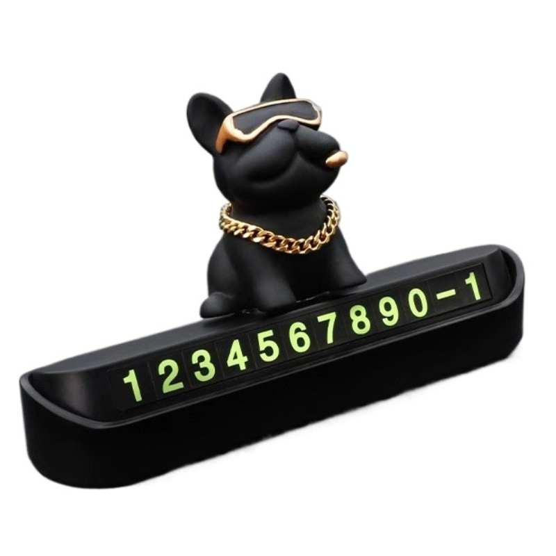 TEMU Creative Geometric French Bulldog Car Phone Holder - Stylish Temporary Parking Sign With License Plate, In Red , Includes Free Number Plate