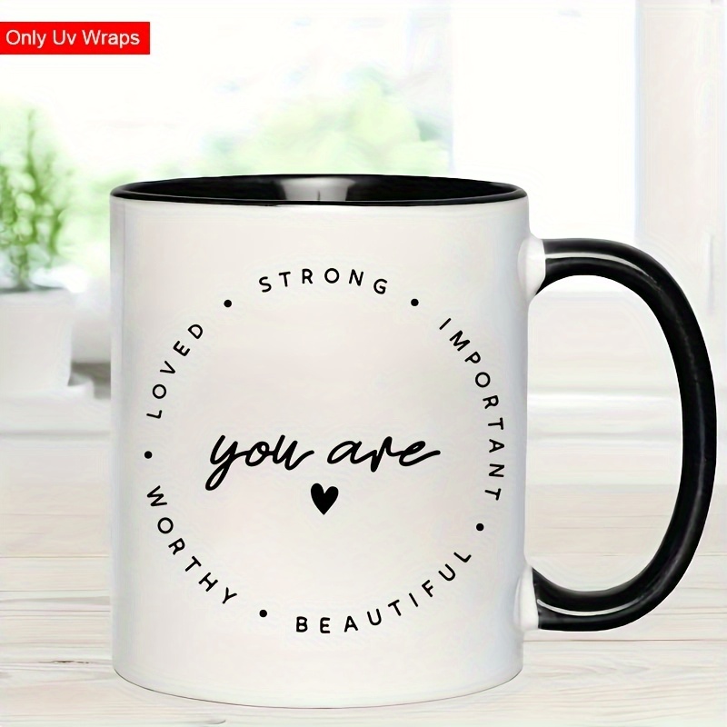 TEMU 1pc Inspirational Quote Sticker - Self-adhesive Decorative Sticker, Suitable For Cups, Bottles, - Black And White Inspirational Design With Text