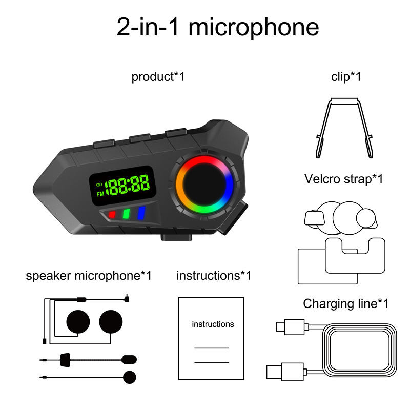 Image of Motorcycle Helmet Headset, Wireless Walkie-talkie With Fm Radio, No Internet Required, Assistant, Ultra-long , Low Latency, High-, Universal Helmet Headset, Universal Wireless Walkie-talkie