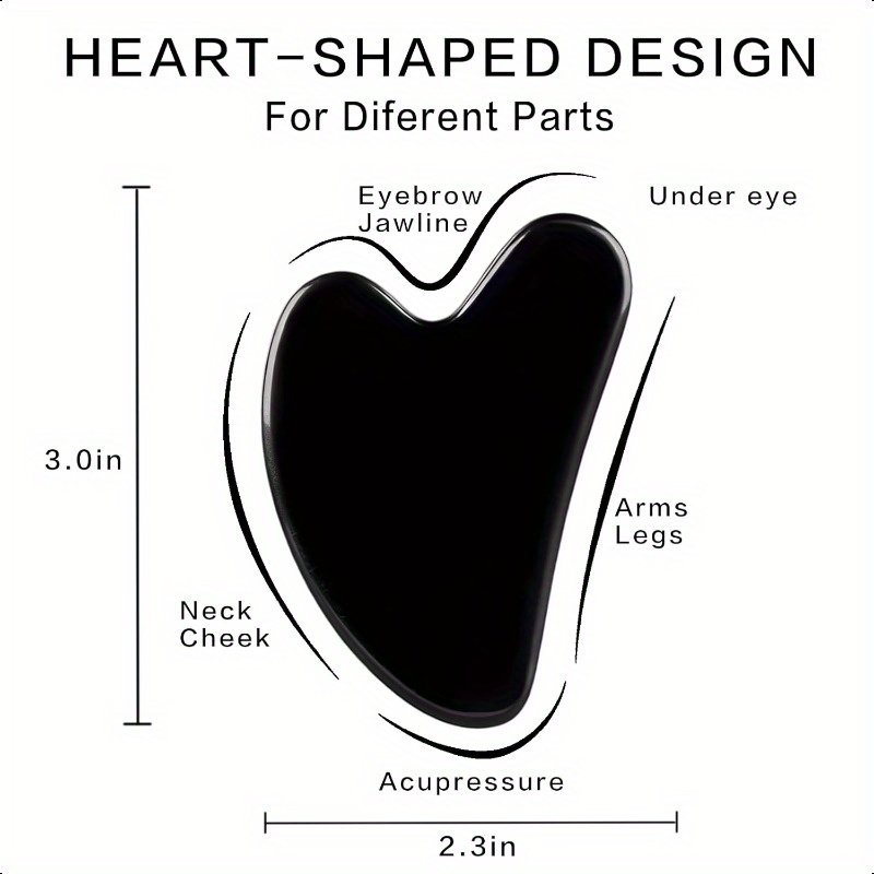 natural obsidian heart-shaped gua sha facial tool for face - ergonomic double chin & jawline sculpting, light beige tightening & , luxury gift box for women, beauty tools for face, sleek gloss , polished details 1