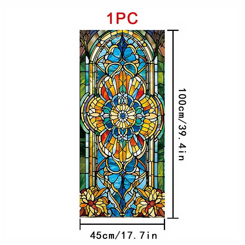TEMU 1 Pieza de Película Adhesiva para Ventanas - Sin Pegamento, Decoración de Privacidad 17.71x39.37 Pulgadas, Cubierta de Vidrio Esmerilado -