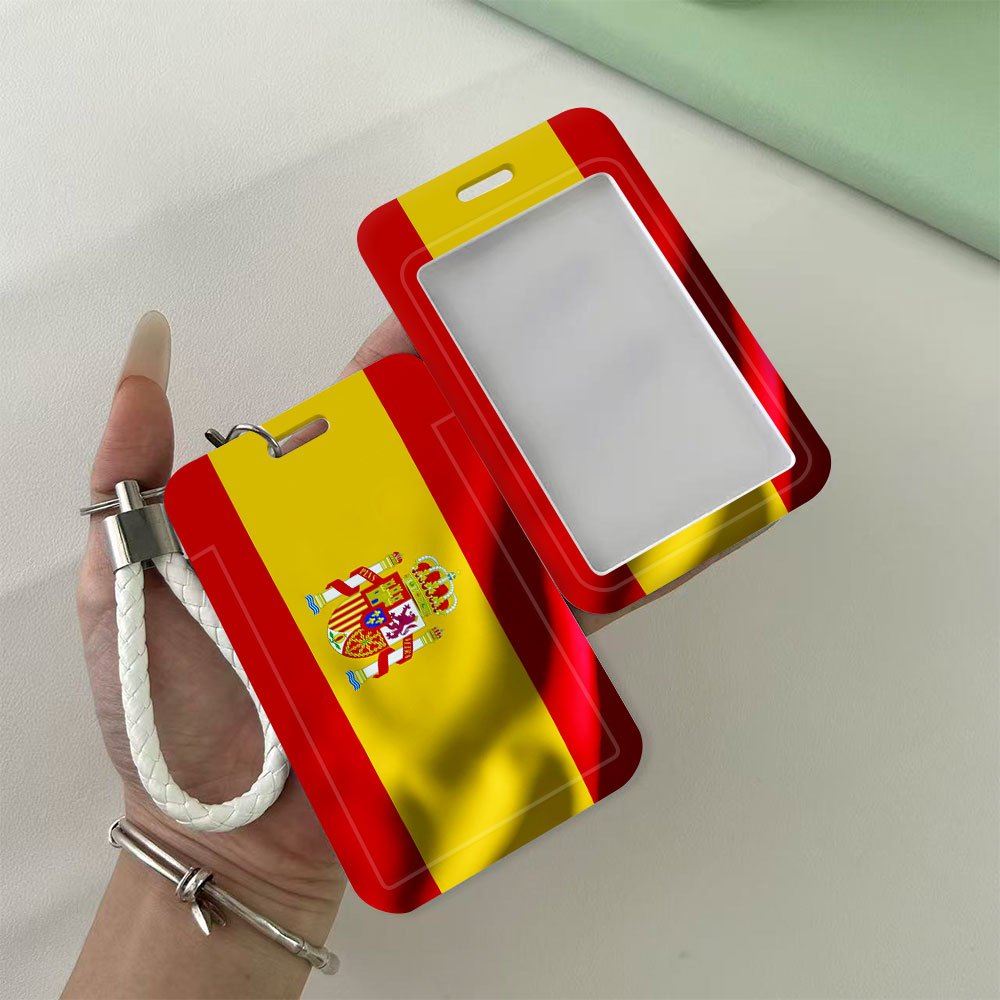 TEMU Tarjetero de plástico 2D con diseño de española, un cordón. para credenciales de trabajo, carnés de estudiante o tarjetas de autobús, es un
