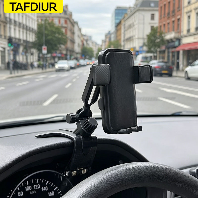 TEMU Car Phone Mount, 360 Degree Rotation Dashboard Clip Phone Holder, Universal Anti-shake Gps Navigation Bracket For 4.7-7 Inch Smartphones, Driving Accessory