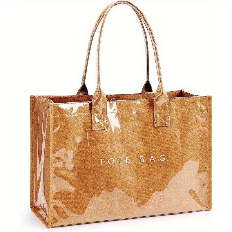 Image of Stylish Pvc Tote Bag For Women - Large Capacity, Durable & Lightweight, With Magnetic Closure, Perfect For Work, Shopping, Or Travel, Travel Tote Bag | Stylish Tote Bag | Durable Pvc Material