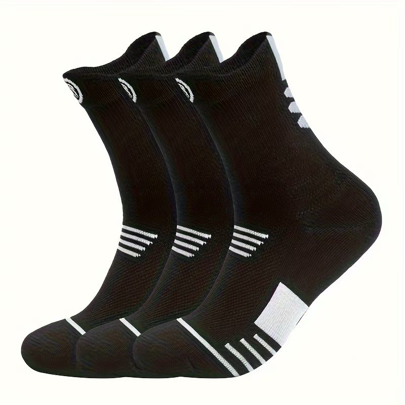 TEMU 3 paires de chaussettes de , chaussettes d'entraînement épaissies en éponge pour homme, chaussettes de sport de pour montantes